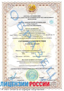 Образец сертификата соответствия Старая Русса Сертификат ISO 14001